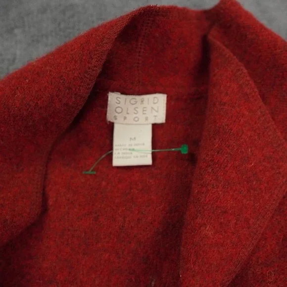 Sigrid Olsen Sport Lambswool Cardigan Jacket Womens Medium Red Button Front READ - Picture 4 of 13